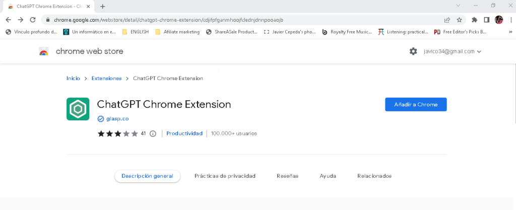 Extensión de Chrome ChatGPT